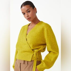 & OTHER STORIES Wrap Cardigan in Lime Green